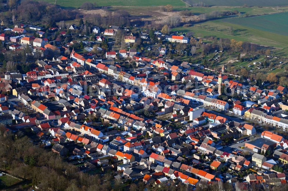 Aerial photograph Treuenbrietzen - Town View of the streets and houses of the residential areas in Treuenbrietzen in the state Brandenburg, Germany