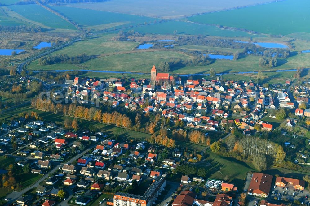 Tribsees from the bird's eye view: Town View of the streets and houses in Tribsees in the state Mecklenburg - Western Pomerania, Germany