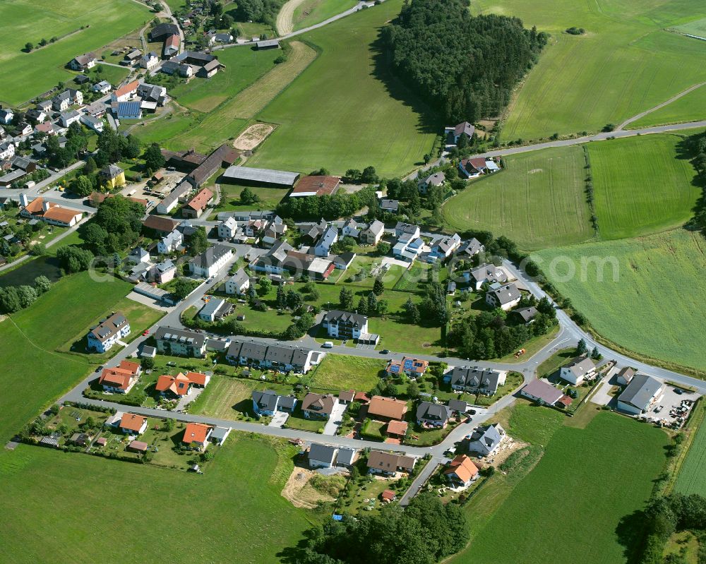 Trogen from above - Town View of the streets and houses of the residential areas on street Eggeten in Trogen in the state Bavaria, Germany