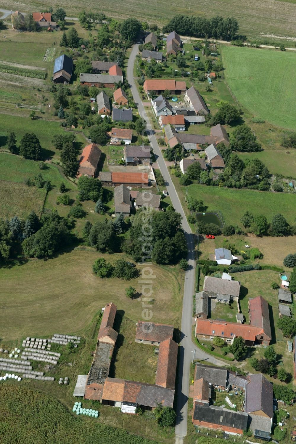 Tugam from the bird's eye view: View of the village of Tugam in the state of Brandenburg. The residential village is located in the forest area of the nature park of Niederlausitzer Landruecken