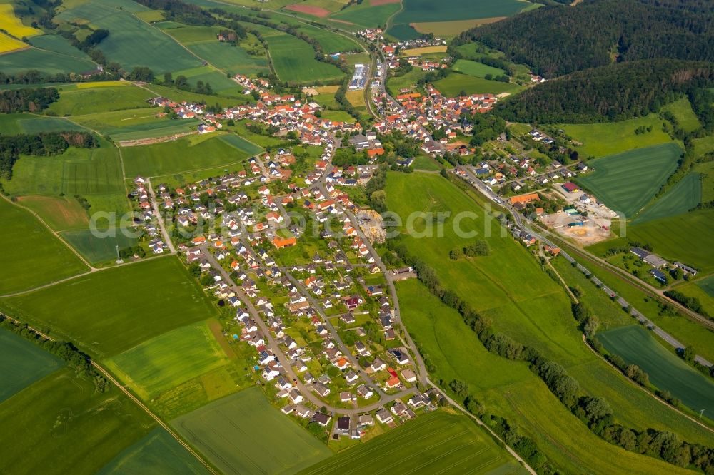 Aerial image Twiste - Town View of the streets and houses in Twiste in the state Hesse, Germany