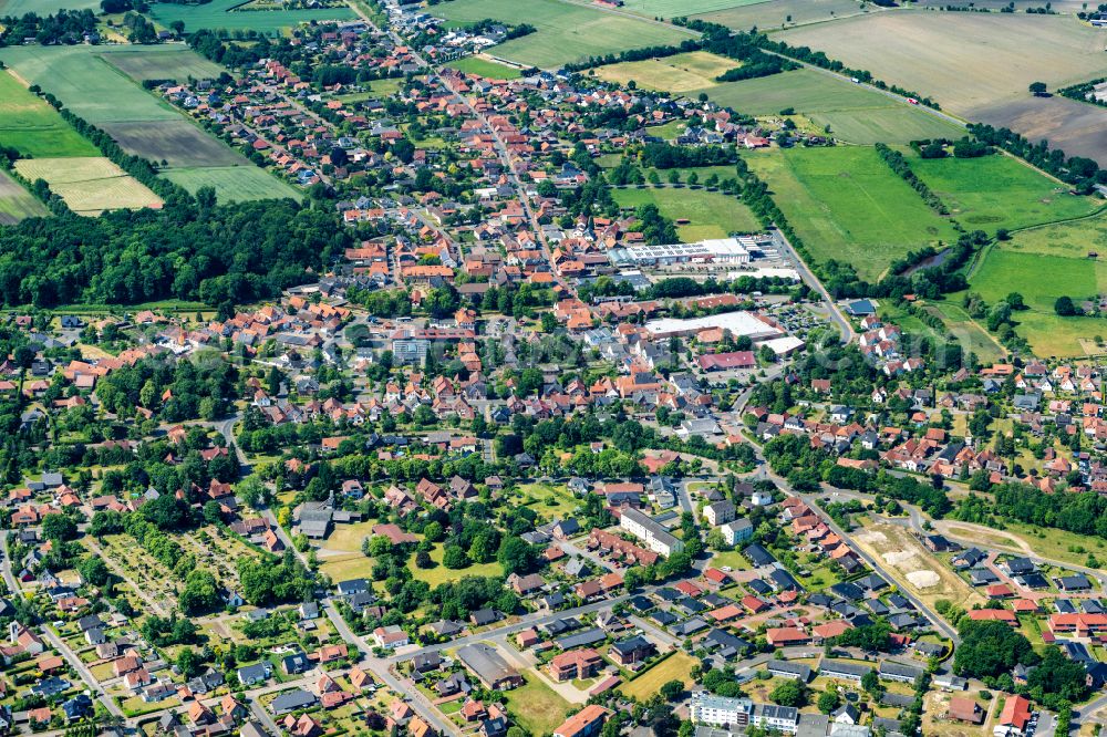 Uchte from the bird's eye view: Town View of the streets and houses of the residential areas in Uchte in the state Lower Saxony, Germany