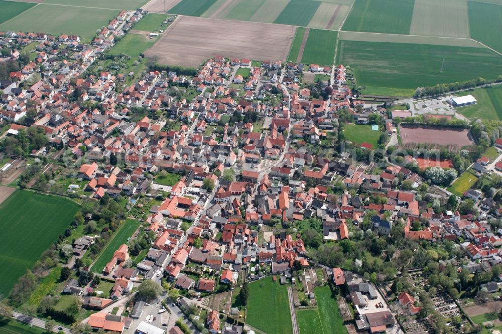 Undenheim from above - Local view of Undenheim in the state of Rhineland-Palatinate