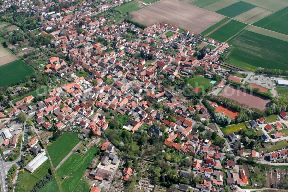 Aerial image Undenheim - Local view of Undenheim in the state of Rhineland-Palatinate