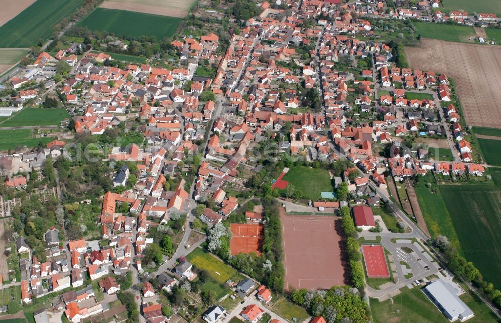 Undenheim from the bird's eye view: Local view of Undenheim in the state of Rhineland-Palatinate