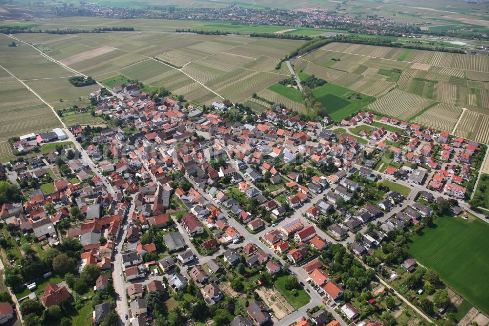 Undenheim from above - Local view of Undenheim in the state of Rhineland-Palatinate