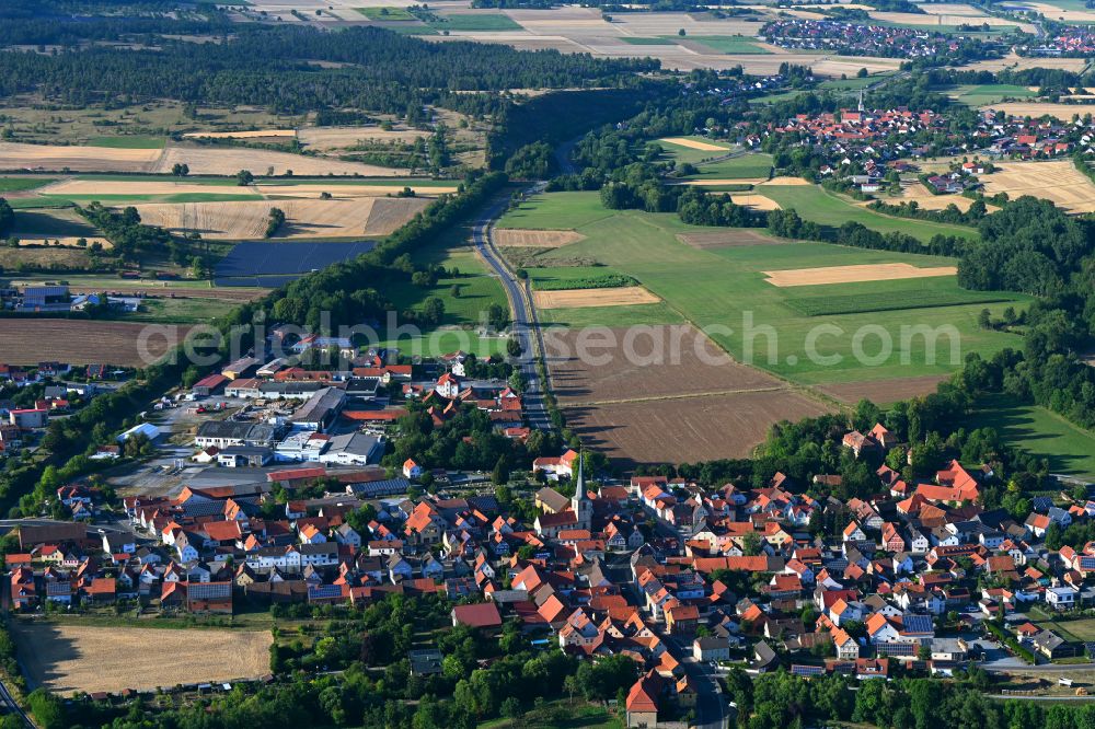 Aerial photograph Unsleben - Town View of the streets and houses of the residential areas in Unsleben in the state Bavaria, Germany