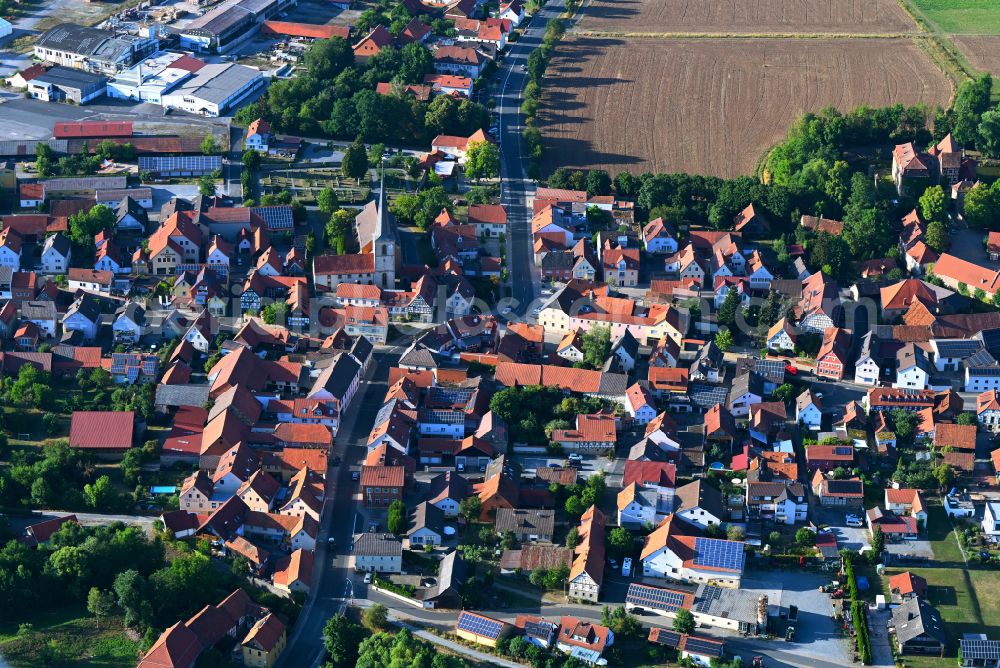 Aerial photograph Unsleben - Town View of the streets and houses of the residential areas in Unsleben in the state Bavaria, Germany