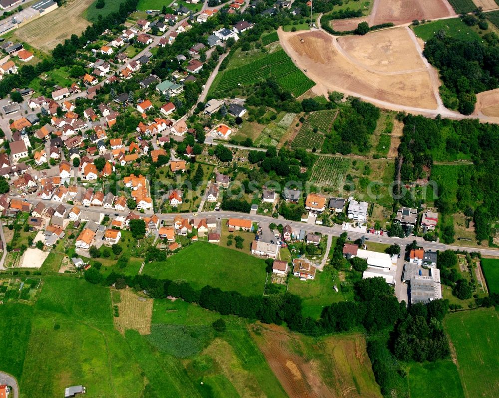 Aerial image Unterheinriet - Town View of the streets and houses of the residential areas in Unterheinriet in the state Baden-Wuerttemberg, Germany