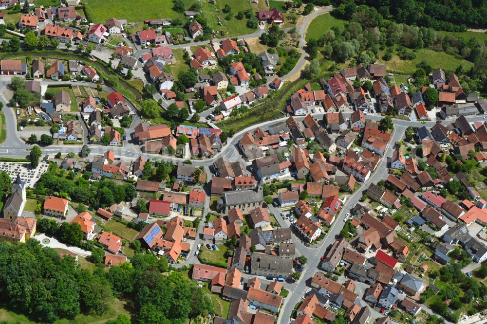 Aerial photograph Unterleinleiter - Town View of the streets and houses of the residential areas in Unterleinleiter in the state Bavaria, Germany