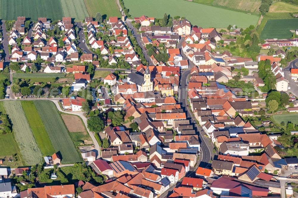 Aerial photograph Unterspiesheim - Town View of the streets and houses of the residential areas in Unterspiesheim in the state Bavaria, Germany