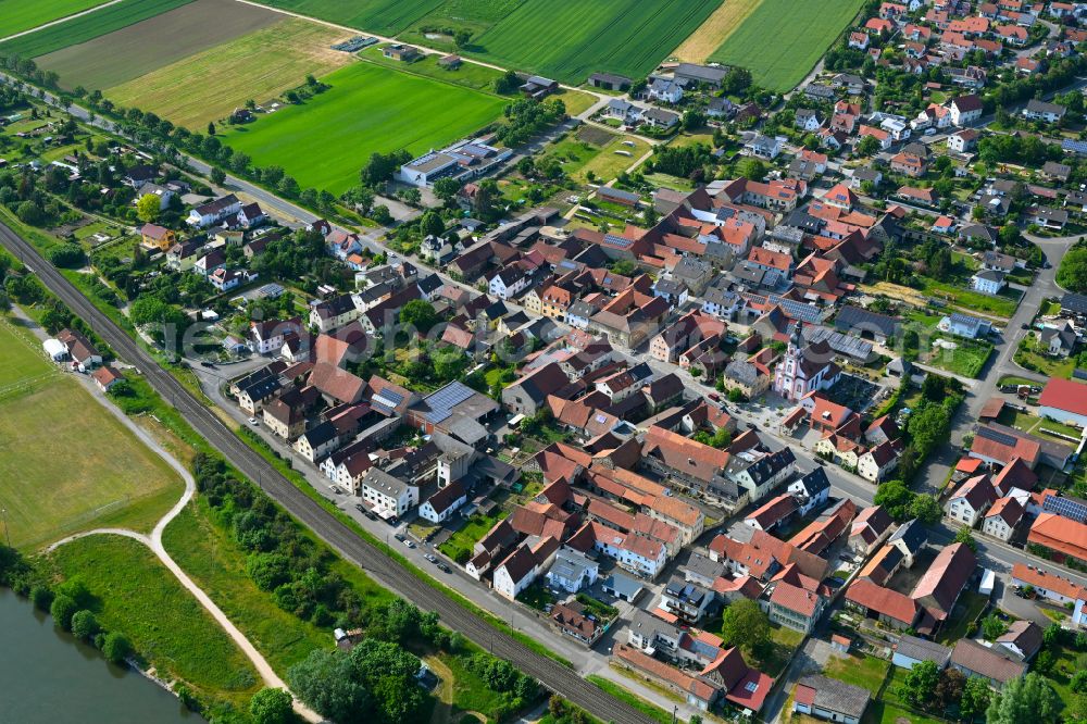 Aerial image Untertheres - Town View of the streets and houses of the residential areas in Untertheres in the state Bavaria, Germany