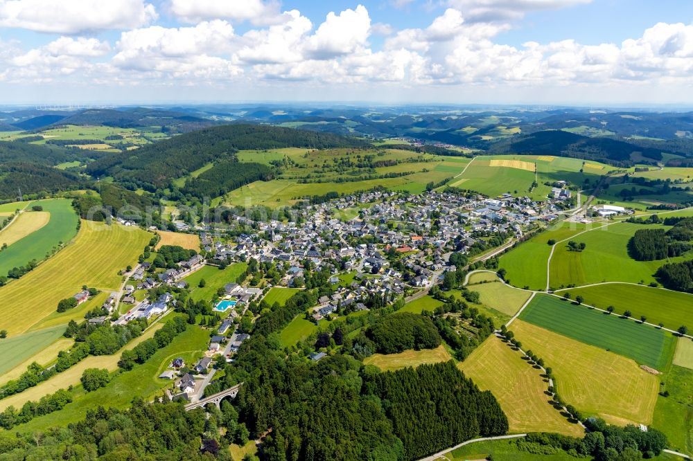 Aerial image Usseln - Town View of the streets and houses of the residential areas in Usseln in the state Hesse, Germany