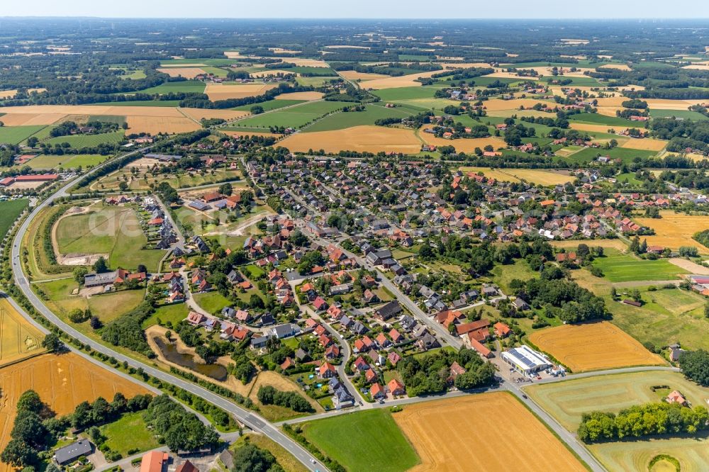 Vadrup from above - Town View of the streets and houses of the residential areas in Vadrup in the state North Rhine-Westphalia, Germany