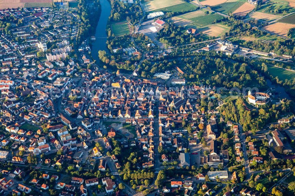 Aerial image Vaihingen an der Enz - Town View of the streets and houses of the residential areas in Vaihingen an der Enz in the state Baden-Wurttemberg, Germany