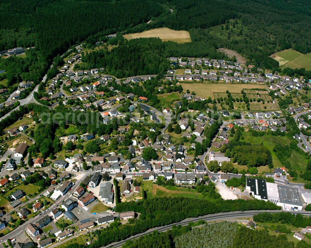 Valbert from above - Town View of the streets and houses of the residential areas in Valbert in the state North Rhine-Westphalia, Germany