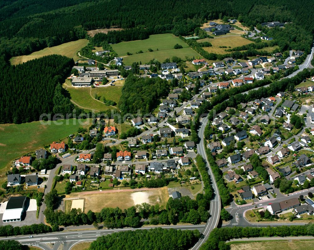 Valbert from above - Town View of the streets and houses of the residential areas in Valbert in the state North Rhine-Westphalia, Germany