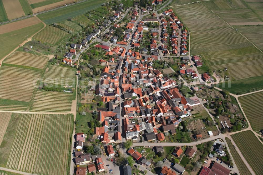 Vendersheim from the bird's eye view: Local view of Vendersheim in the state of Rhineland-Palatinate