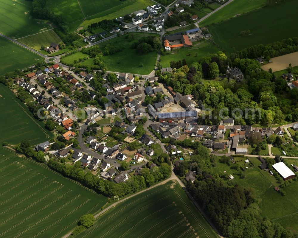 Grafschaft from above - View of the Vettelhoven district of the borough of Grafschaft in the state of Rhineland-Palatinate. Vettelhoven is one of eleven districts of the borough and is characterised by agriculture and surrounded by fields