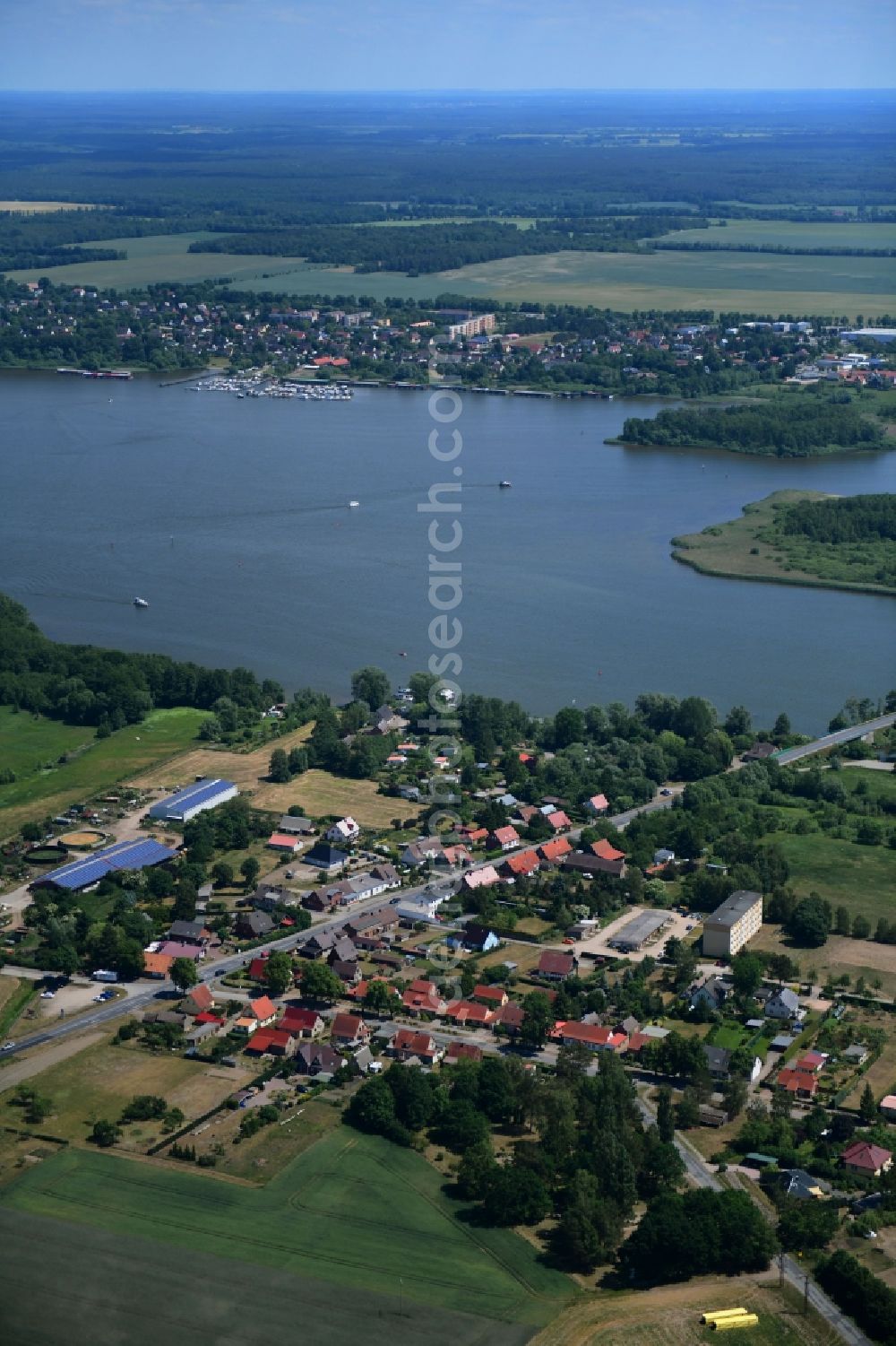 Vipperow from above - Town View of the streets and houses of the residential areas in Vipperow in the state Mecklenburg - Western Pomerania, Germany