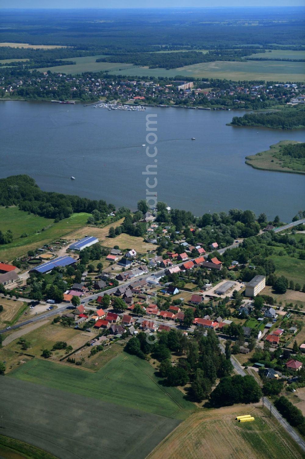 Vipperow from the bird's eye view: Town View of the streets and houses of the residential areas in Vipperow in the state Mecklenburg - Western Pomerania, Germany