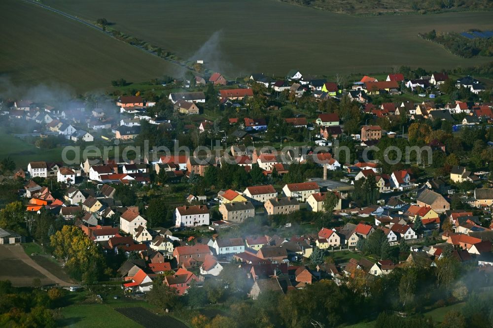 Voigtstedt from above - Town View of the streets and houses of the residential areas in Voigtstedt in the state Thuringia, Germany