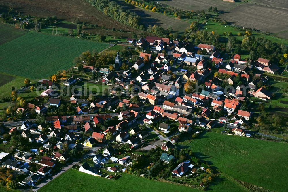 Aerial image Voigtstedt - Town View of the streets and houses of the residential areas in Voigtstedt in the state Thuringia, Germany