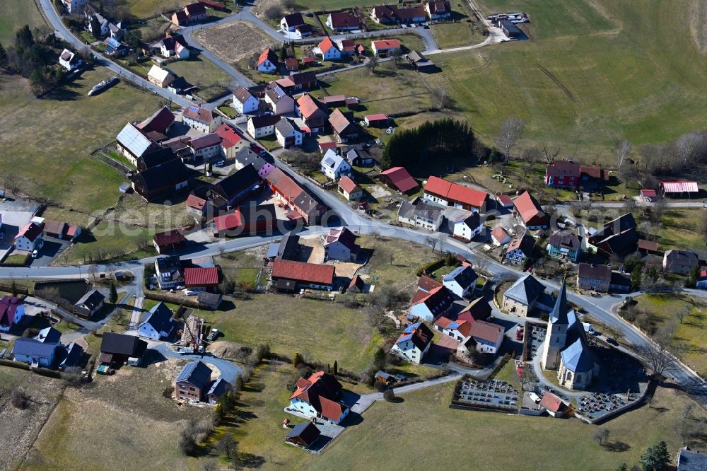 Aerial image Volsbach - Town View of the streets and houses of the residential areas in Volsbach in the state Bavaria, Germany