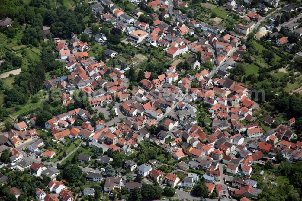 Wackernheim from above - Local view of Wackernheim in the state of Rhineland-Palatinate