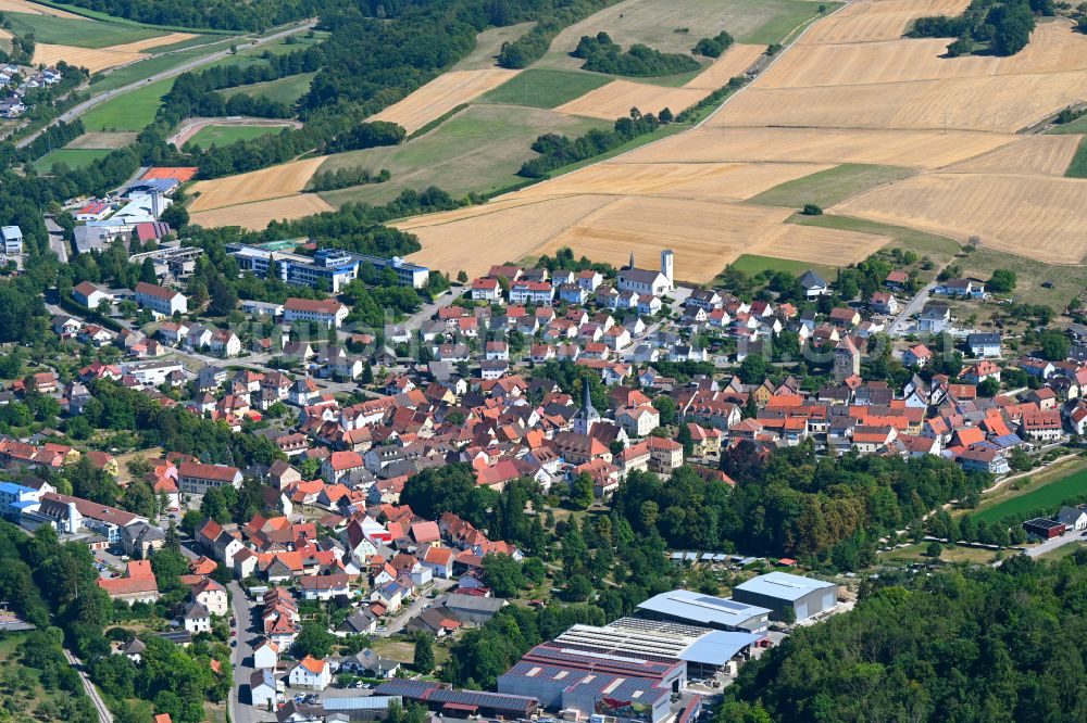 Waibstadt from the bird's eye view: Town View of the streets and houses of the residential areas in Waibstadt in the state Baden-Wuerttemberg, Germany