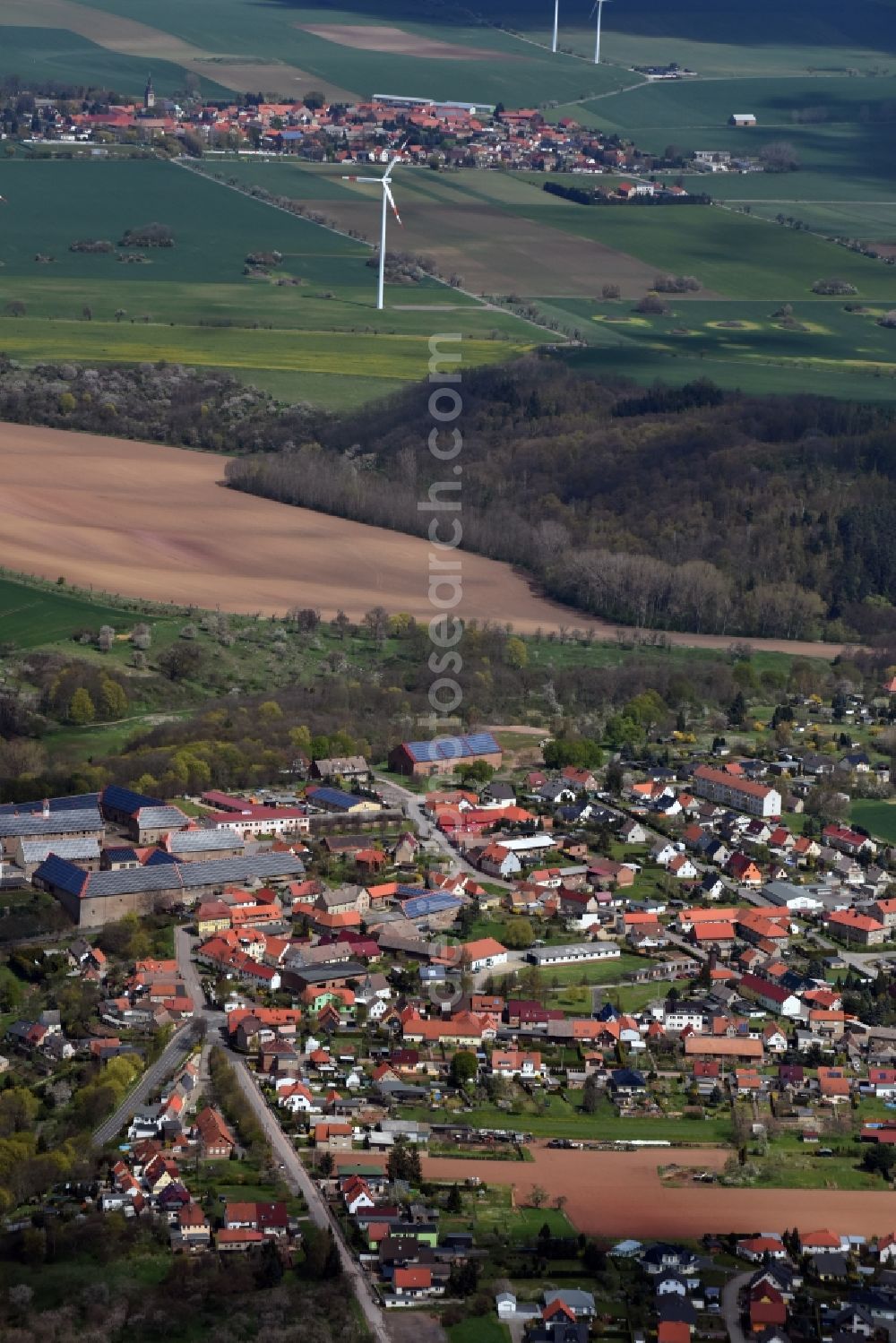 Aerial image Walbeck - Town View of the streets and houses of the residential areas in Walbeck in the state Saxony-Anhalt