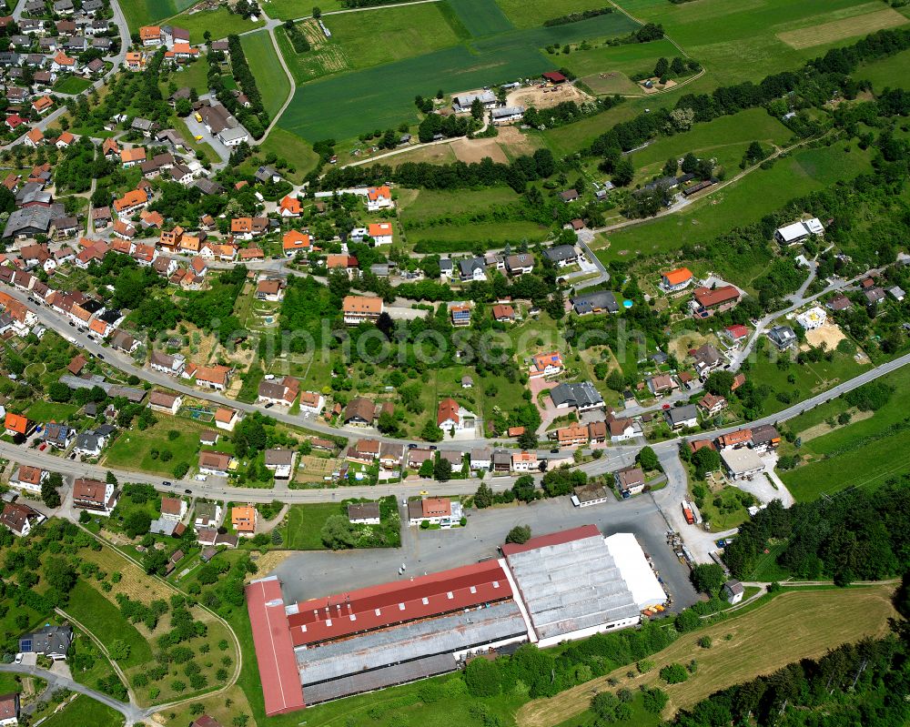 Walddorf from above - Town View of the streets and houses of the residential areas in Walddorf in the state Baden-Wuerttemberg, Germany