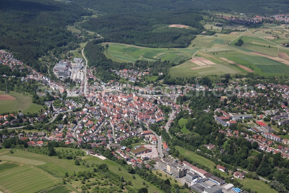 Waldenbuch from the bird's eye view: View of City Waldenbuch in the state of Baden-Württemberg