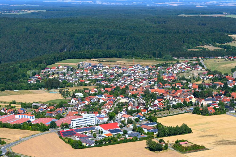 Aerial image Waldkatzenbach - Town View of the streets and houses of the residential areas in Waldkatzenbach in the state Baden-Wuerttemberg, Germany