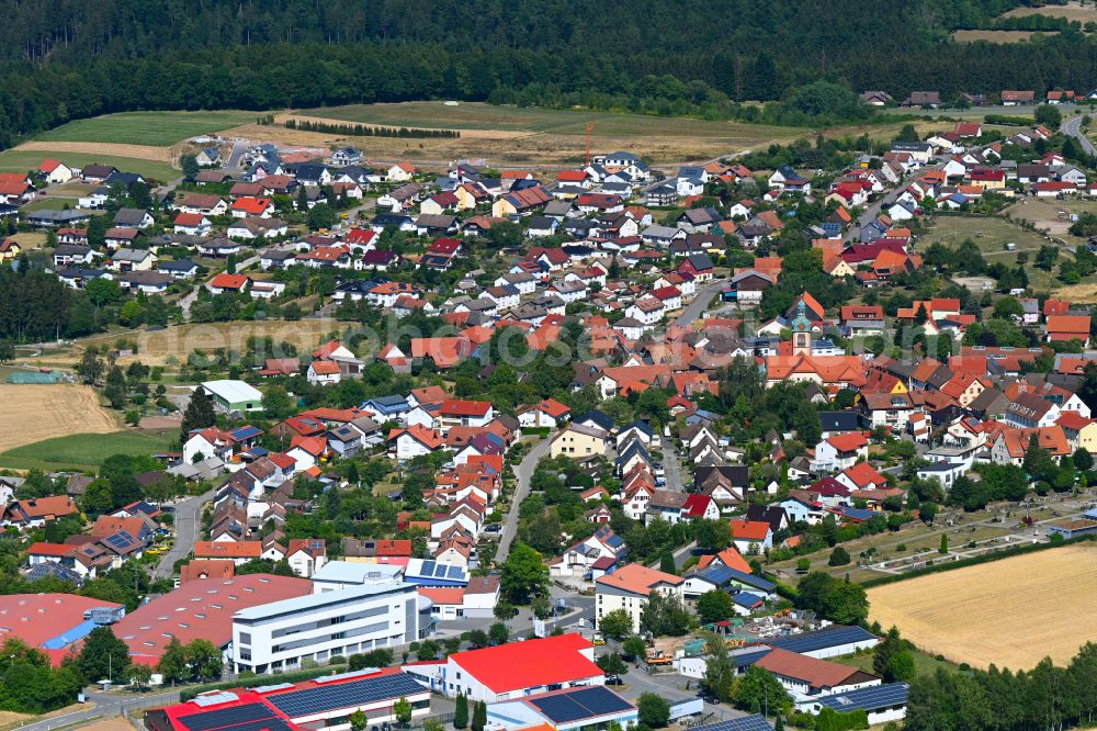 Aerial photograph Waldkatzenbach - Town View of the streets and houses of the residential areas in Waldkatzenbach in the state Baden-Wuerttemberg, Germany