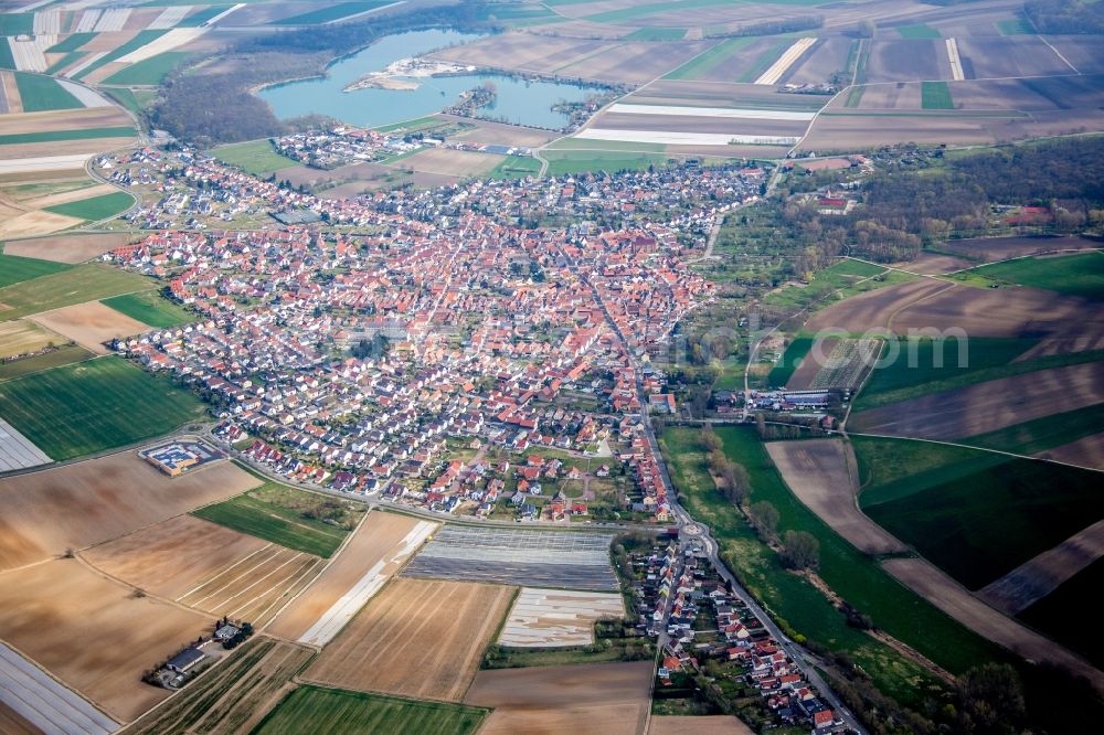 Aerial image Waldsee - Town View of the streets and houses of the residential areas in Waldsee in the state Rhineland-Palatinate, Germany