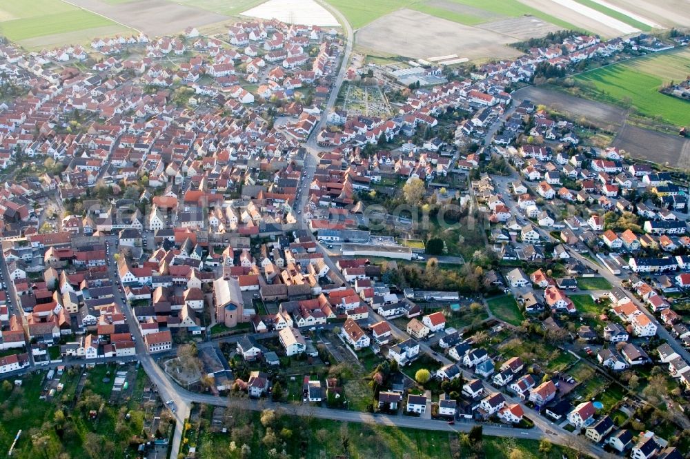 Aerial image Waldsee - Town View of the streets and houses of the residential areas in Waldsee in the state Rhineland-Palatinate, Germany