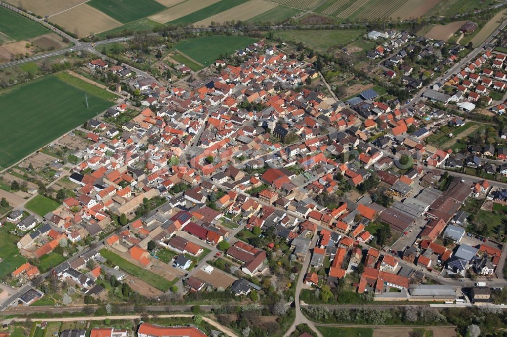 Wallertheim from above - Local view of Wallertheim in the state of Rhineland-Palatinate