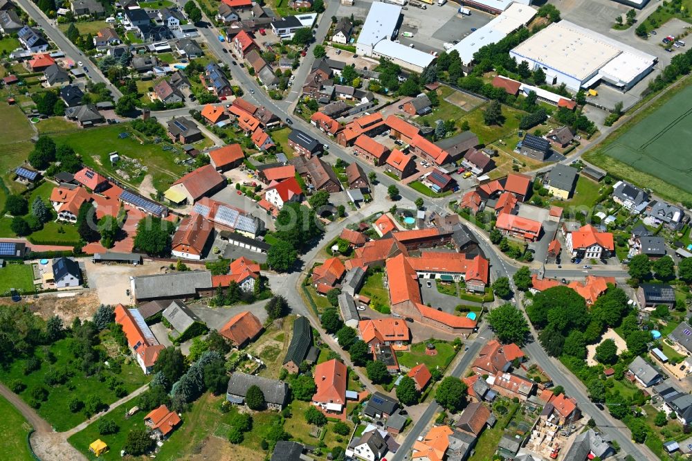 Aerial image Warmenau - Town View of the streets and houses of the residential areas in Warmenau in the state Lower Saxony, Germany