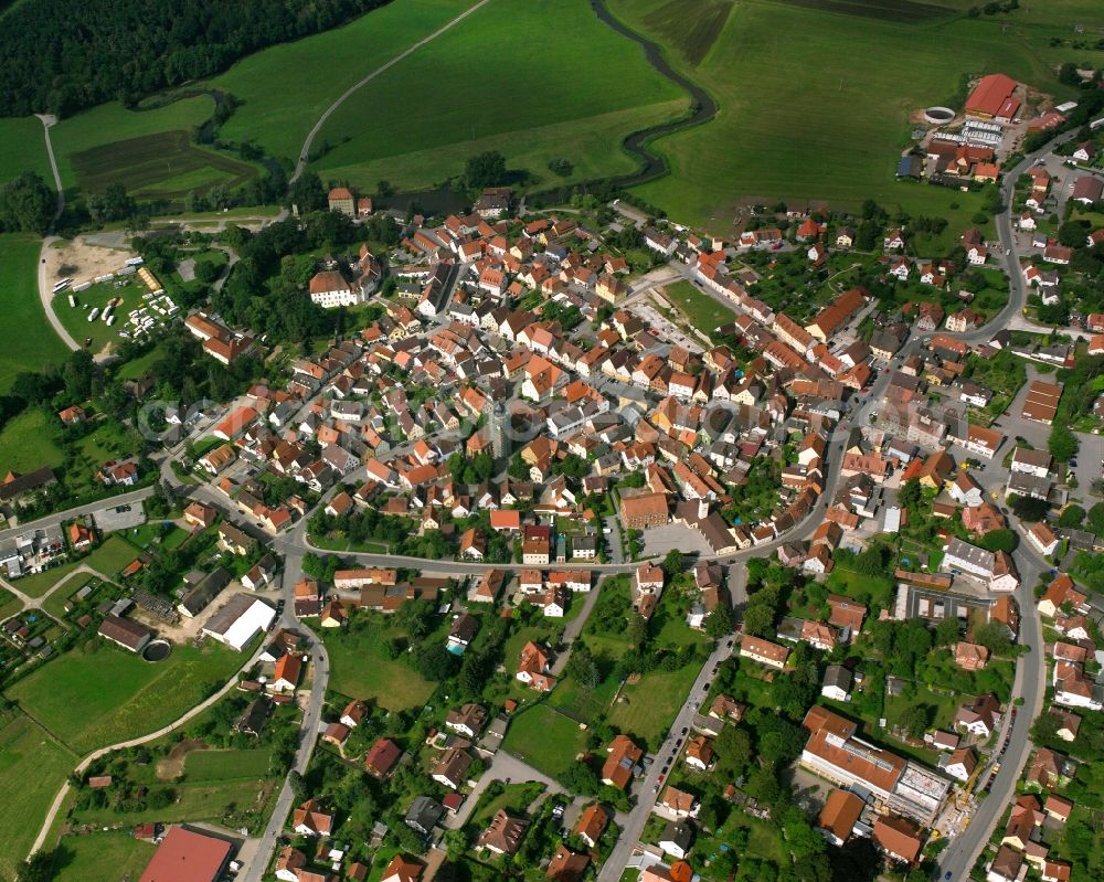 Aerial photograph Wassertrüdingen - Town View of the streets and houses of the residential areas in Wassertrüdingen in the state Bavaria, Germany