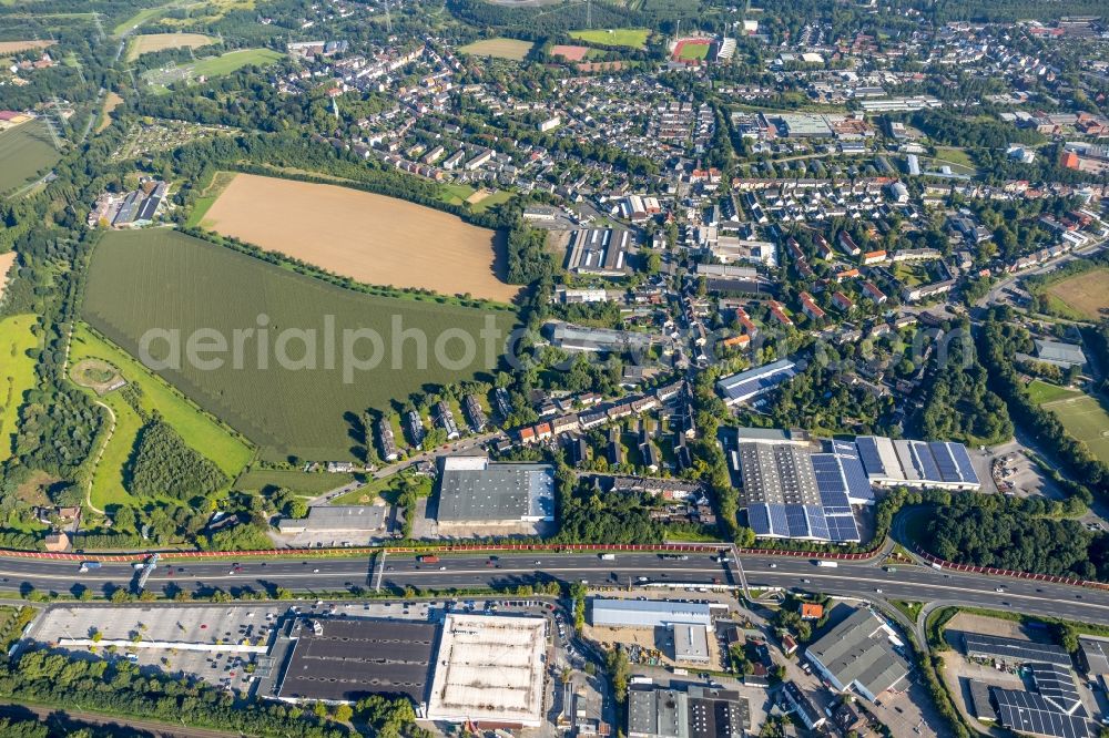 Wattenscheid from the bird's eye view: Town View of the streets and houses of the residential areas in Wattenscheid in the state North Rhine-Westphalia, Germany