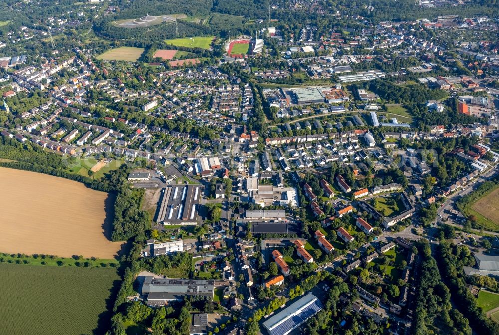 Aerial photograph Wattenscheid - Town View of the streets and houses of the residential areas in Wattenscheid in the state North Rhine-Westphalia, Germany