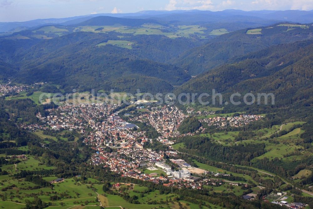 Aerial image Wehr - Town View of the streets and houses of the residential areas in Wehr in the state Baden-Wuerttemberg in the southern Black Forest