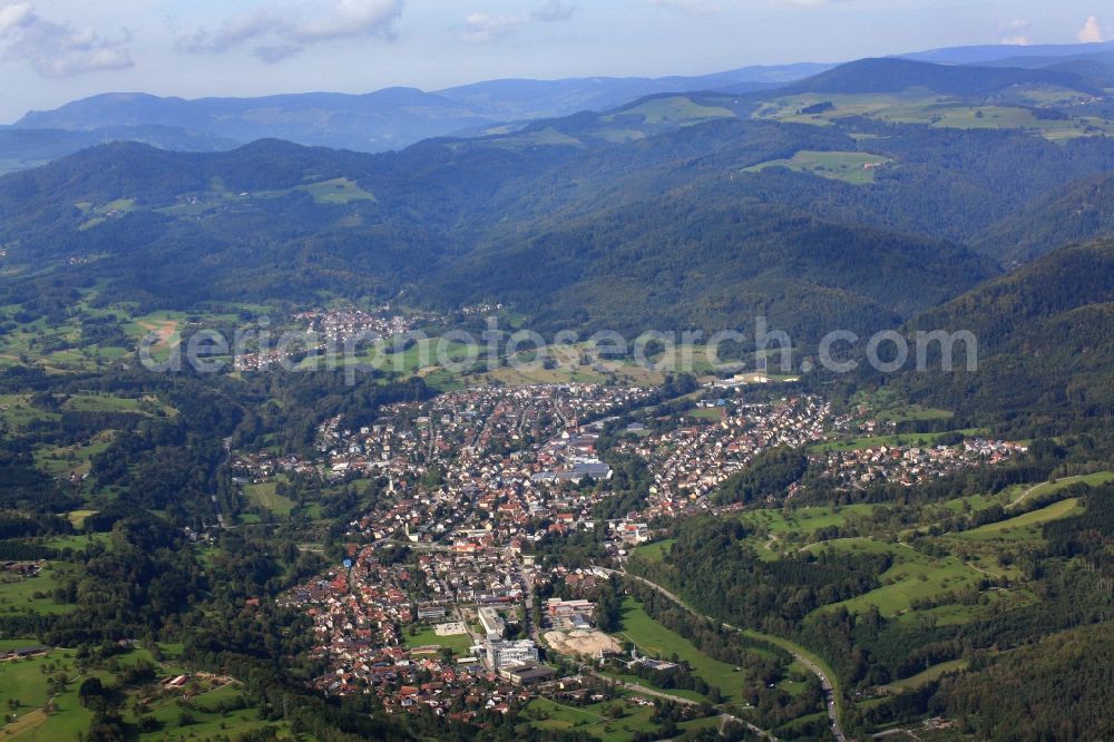 Aerial photograph Wehr - Town View of the streets and houses of the residential areas in Wehr in the state Baden-Wuerttemberg in the southern Black Forest