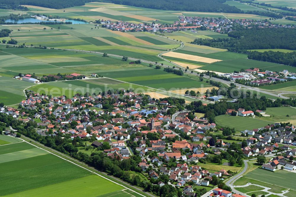 Aerial image Weichering - Town View of the streets and houses of the residential areas in Weichering in the state Bavaria, Germany