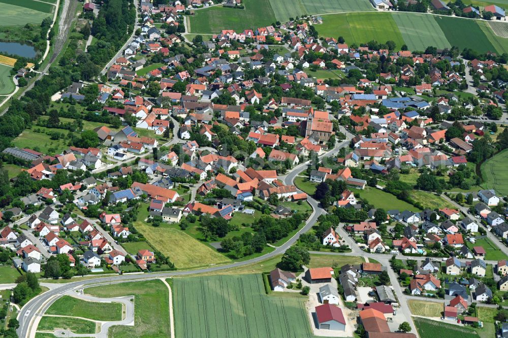 Aerial photograph Weichering - Town View of the streets and houses of the residential areas in Weichering in the state Bavaria, Germany