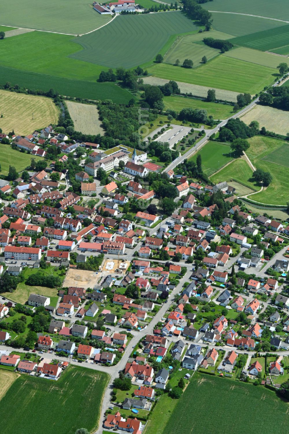 Aerial image Weichs - Town View of the streets and houses of the residential areas in Weichs in the state Bavaria, Germany