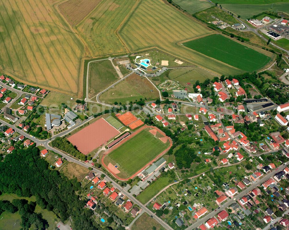 Weida from above - Town View of the streets and houses of the residential areas in Weida in the state Thuringia, Germany