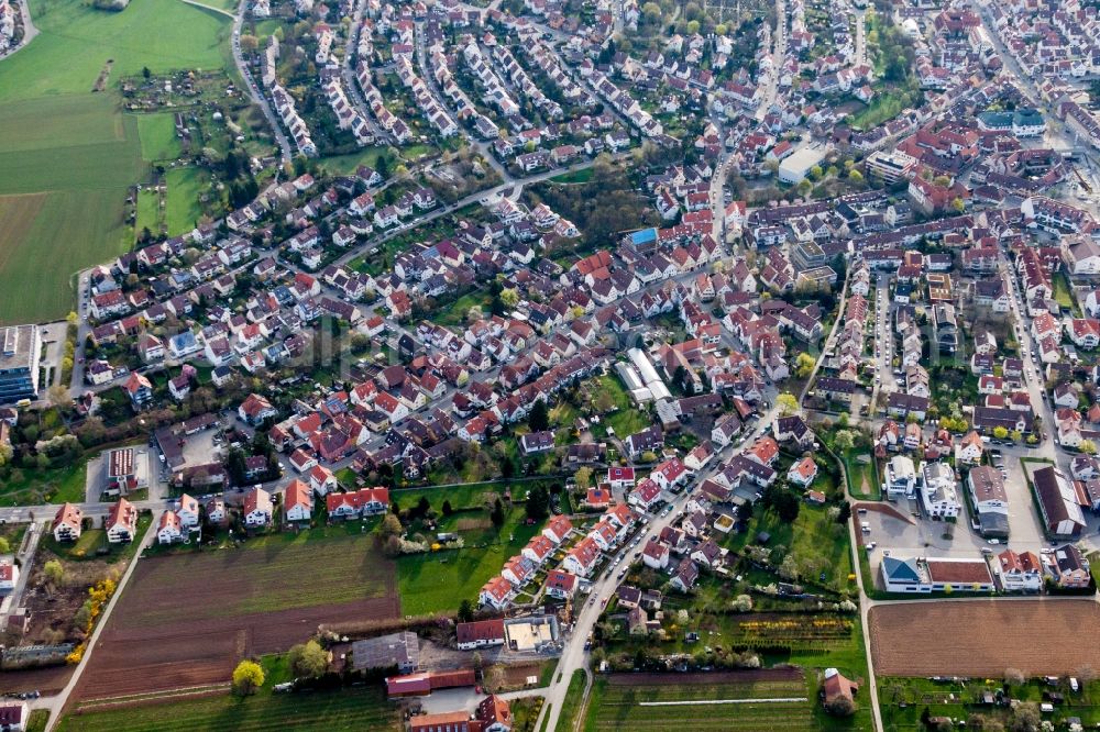 Aerial photograph Weilimdorf - Town View of the streets and houses of the residential areas in Weilimdorf in the state Baden-Wurttemberg, Germany