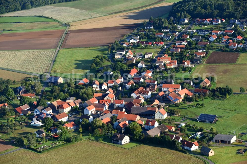 Welferode from above - Town View of the streets and houses of the residential areas in Welferode in the state Hesse, Germany